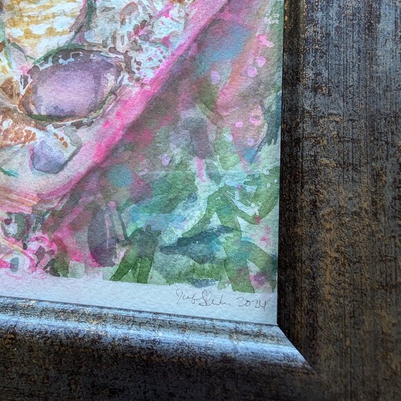 "Handful of Shells: Botanical" Original 5"x7" Framed Watercolor Painting Art - Picture 5 of 7